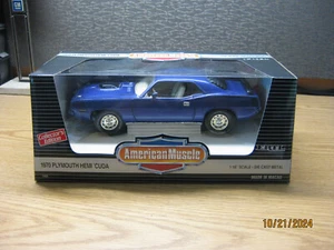 1/18 SCALE 1970 PLYMOUTH HEMI 'CUDA , BLUE , BY ERTL AMERICAN MUSCLE #7420 - Picture 1 of 22