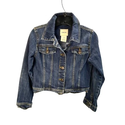 Cherokee Denim Jacket Sz L Blue Girls Button Front Distressed Streetwear Casual - Image 1 of 4