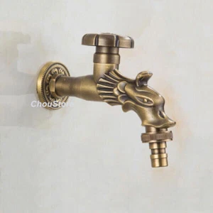Rubinetto vintage in ottone intagliato arte del drago arte giardino intagliato rubinetto rubinetto acqua fredda - Foto 1 di 6