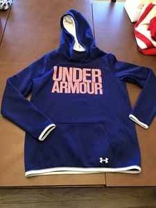 Under Armour Storm Loose Cold Gear Hoodie Sweatshirt - Youth Large YLG BLUE EUC - Picture 1 of 5