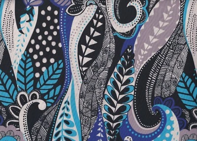 BTY Fabri-Edredón MARIMBA Azul Negro Grande Follaje 100% Algodón Edredón Tela Patio Foto 1 de 2