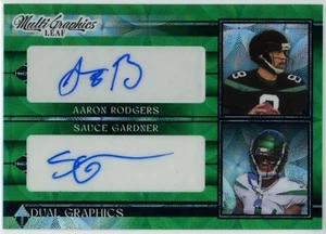 2023 Leaf Eclectic Aaron Rodgers Salsa Gardner Green Scope Doppia Grafica Auto/2 - Foto 1 di 2