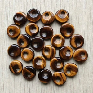 Colgantes con dije de donut gogo rosa piedra ojo de tigre natural 18 mm 12 piezas al por mayor - Imagen 1 de 2