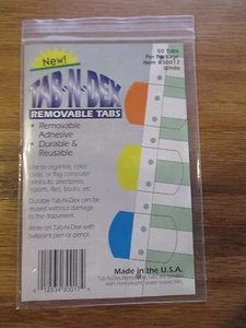 50 White Tab-N-Dex Removable tabs with removable adhesive durable & reusable! - Picture 1 of 2