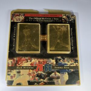 New 1998 Mark McGwire 70 & Sammy Sosa 66 Commemorative 23KT Gold Cards