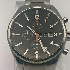 Movado Esq. Catalyst Black Dial Stainless Steel Chrono Quartz Men's Watch - Picture 1 of 11