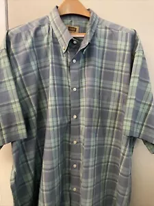 The Foundry Shirt Mens 4XLT Blue Green Plaid Short Sleeve Button Up Adult - Picture 1 of 7