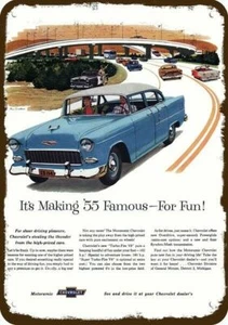 1955 CHEVROLET Bel Air Turbo Fire Car & Cop Police DECORATIVE REPLICA METAL SIGN - Picture 1 of 1