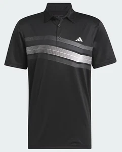 Adidas Core Chest Stripe Polo Golf Shirt~ Mens L~XL~XXL(2XL)~NEW~Black~ IX2018 - Picture 1 of 7