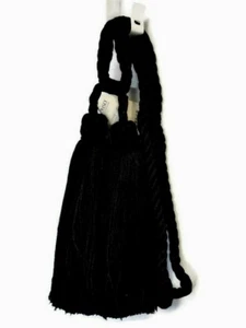 Conso Trims Duke 11887 R01 Solid BLACK 9" Double Tassel Drapery Curtain Tieback  - Picture 1 of 2