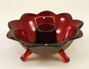 Vintage Fenton 848 Glas Rubinrot Fuß Kegel Kerzenhalter Blütenblatt Lotusblume - Bild 1 von 5