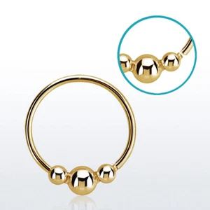 1 Gold Plated Over Silver Nose / Ear Hoop Ring With Fixed Ball 22g 8mm #19RG - Picture 1 of 1