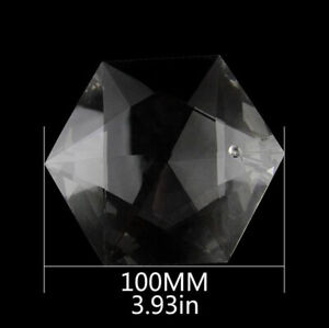 2x 100mm Hexagonal Crystal Pendant Suncatcher Hanging Chandelier Lamp Part Prism