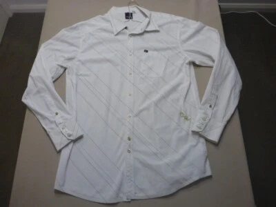 102 MENS EX-COND RIP CURL WHITE / CHOC STRIPED L/S SHIRT SZE XXL $100 RRP. - Image 1 of 4