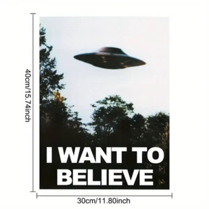 X-Files I WANT TO BELIEVE - Canvas Print Unframed 30cm x 40cm Free Post - Picture 1 of 3