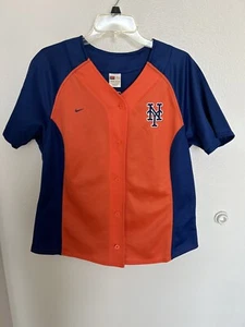 Nike MBL Women's New York Mets XLarge (16-18) Blue/Orange Short Sleeve Shirt  - Picture 1 of 3