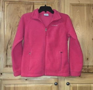 Columbia Girls Full Zip Fleece Jacket Youth Size Large 14/6 Pink Zip W/ Pockets - Picture 1 of 9