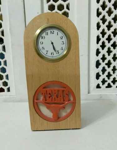 TEXAS LONGHORNS WOODEN DESK CLOCK UT LONGHORNS Cover