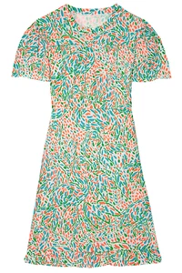 Women's Dress - Neon Orange Green Flamingo Printed Dress - 2XL - Midi Dress - Picture 1 of 3