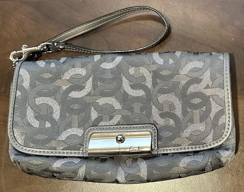 Frizione da polso Coach Kristen Gunmetal nera e argento maglia catena #X0030