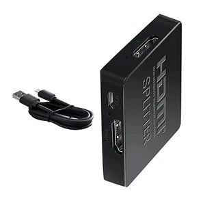 HDMI 4 Way Splitter Amplifier Duplicator 1x4 Hub 1 in 4 out 3D 4K x 2K HDCP 1.4 - Photo 1/12