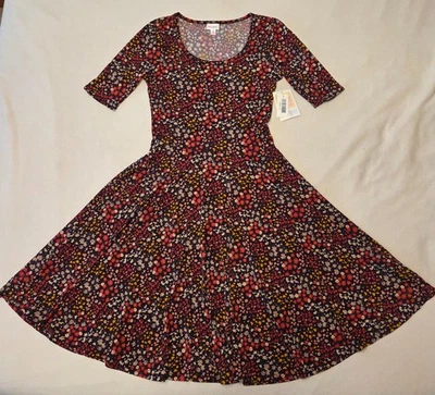 Vestido LuLaRoe Nicole Calce y Estilo Marrón Floral Talla Med. Nuevo con etiquetas Foto 1 de 4