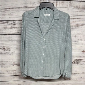Equipment Femme Silk Patterned Button-Up Blouse XS Blue Cream - Picture 1 of 5