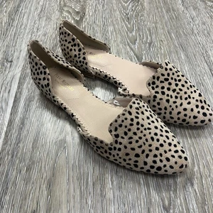 Isaac Mizrahi Beige Negro Estampado Animal Ballet Planos Sin Cordones Punta 8.5 - Imagen 1 de 6