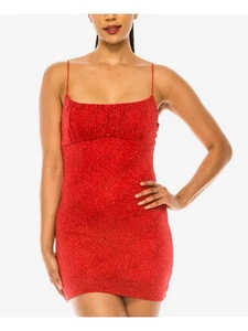B DARLIN Womens Spaghetti Strap Scoop Neck Mini Party Body Con Dress - Picture 1 of 11