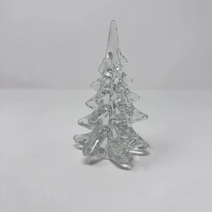 Murano Style Clear Glass Christmas Tree 6” Holiday  - Picture 1 of 4