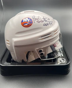 NEW YORK ISLANDERS BRYAN TROTTIER Signed WHITE Mini helmet HOF 1997 JSA! - Picture 1 of 1