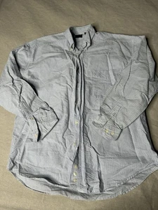 Structure Oxford Mens Shirt Blue White Cotton Pinstripe Long Sleeve Button M B8 - Picture 1 of 7