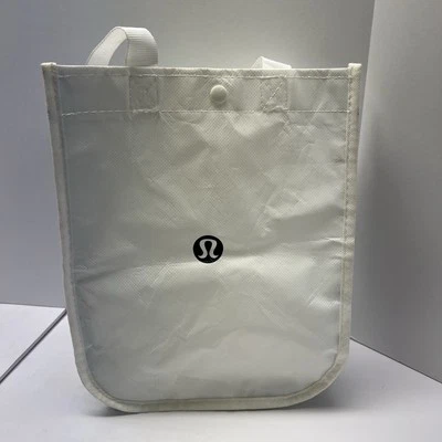 Bolso de Mano Lululemon Blanco Negro Reutilizable Logotipo de Comprador Yoga Gimnasio Eco Comestibles Grande Foto 1 de 4