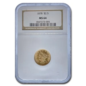 1878 $2.50 Liberty Gold Quarter Eagle MS-64 NGC - Picture 1 of 3
