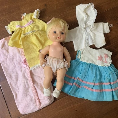 Винтажный Кукла Horsman 1968 с одеждой 11 дюймов подвижные руки ноги голова светлые волосы игрушка - Изображение 1 из 4