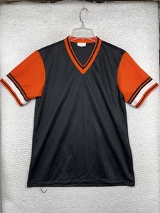 Vintage Majestic Shirt Mens Large Black Orange Athletic Jersey USA 80s Blank - Picture 1 of 9