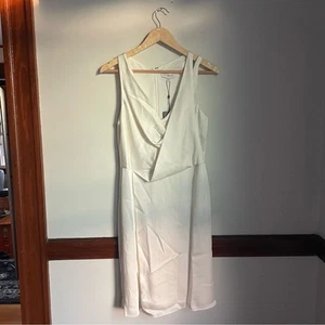 Halston Cream Satin Cowl Neck Cocktail or Bridal Dress NWT sz 6 - Picture 1 of 4