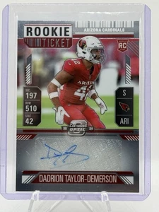 Dadrion Taylor-Demerson 2024 Panini Contenders Optic Rookie Ticket Auto Cardinal - Picture 1 of 2