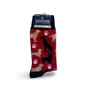 Juncture Novelty Fashion Red Dog Puppy Socks Shoe Size 6-12 Medium NWT - Picture 1 of 4