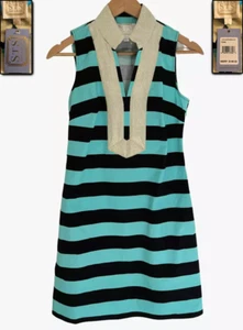 Neu mit Etikett! SAIL TO SABLE TUNIKA-KLEID MARINEBLAU AQUA GRÜN METALLIC GOLDBESATZ GESTREIFT XL - Bild 1 von 14