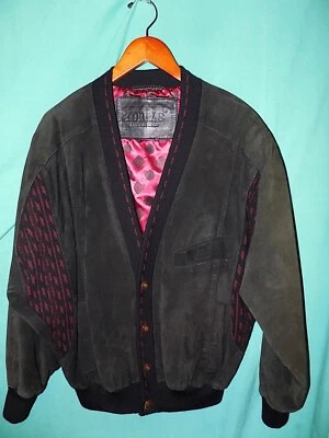 Exc! Vtg SUEDE & WOOL TORRAS BOMBER JACKET, MADE in SPAIN, ATOMIC LINING, L - Image 1 of 4