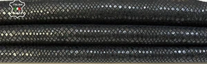 PEARLIZED SNAKE PRINT On BLACK Soft Italian Goatskin leather 4sqf 0.9mm #B9637 - Picture 1 of 7