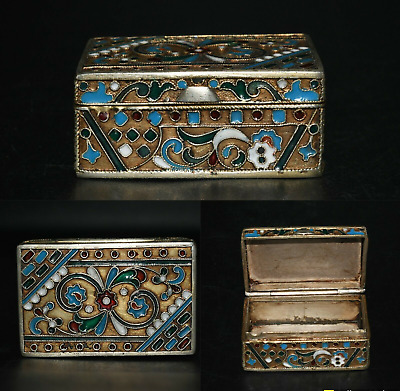 Antique Vintage Russian Silver Enameled Silver Tobacco / Pill Box Case 19th Cent • 581.65$