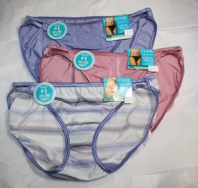 NWT set of 3 VANITY FAIR ILLUMINATION STRING BIKINI 18108 PURPLE PINK STRIPES - Image 1 of 4