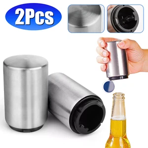 2Pcs Automatic Beer Soda Bottle Opener Stainless Steel Magnetic Bottle Cap Bar - Picture 1 of 6