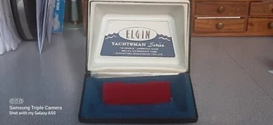 VINTAGE ELGIN YACHTSMAN DARK BROWN CLAMSHELL PRESENTATION WATCH BOX~BOX ONLY - Picture 1 of 10