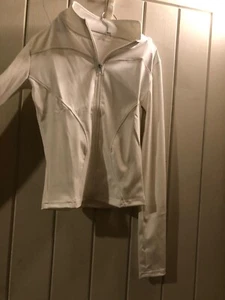 White Exercise Define Jacket Yoga Pilates Tracksuit SlimFit Gym Size: S Workout - Picture 1 of 1