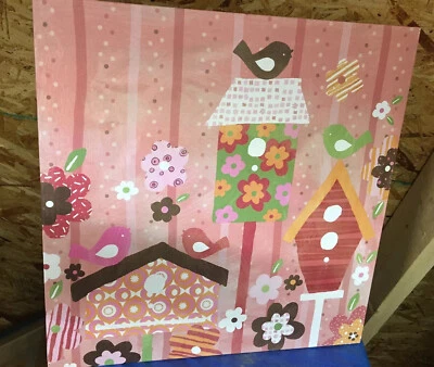Arte de pared en lienzo Oopsy Daisy Bird Birdhouse 21" x 21" ARTE DE PARED HABITACIÓN DE NIÑAS flor Foto 1 de 3