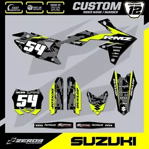 CALCOMANÍA GRÁFICA SUZUKI MOTOCROSS PERSONALIZADA MX RM RMZ CAMUFLAJE NEGRO/AMARILLO - Imagen 1 de 7