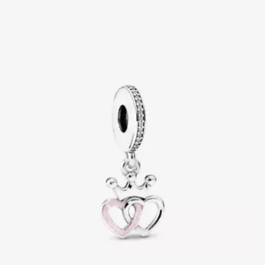 New Genuine Authentic Pandora Interlocked Crowned Hearts Dangle Charm ~791963CZ - Picture 1 of 7